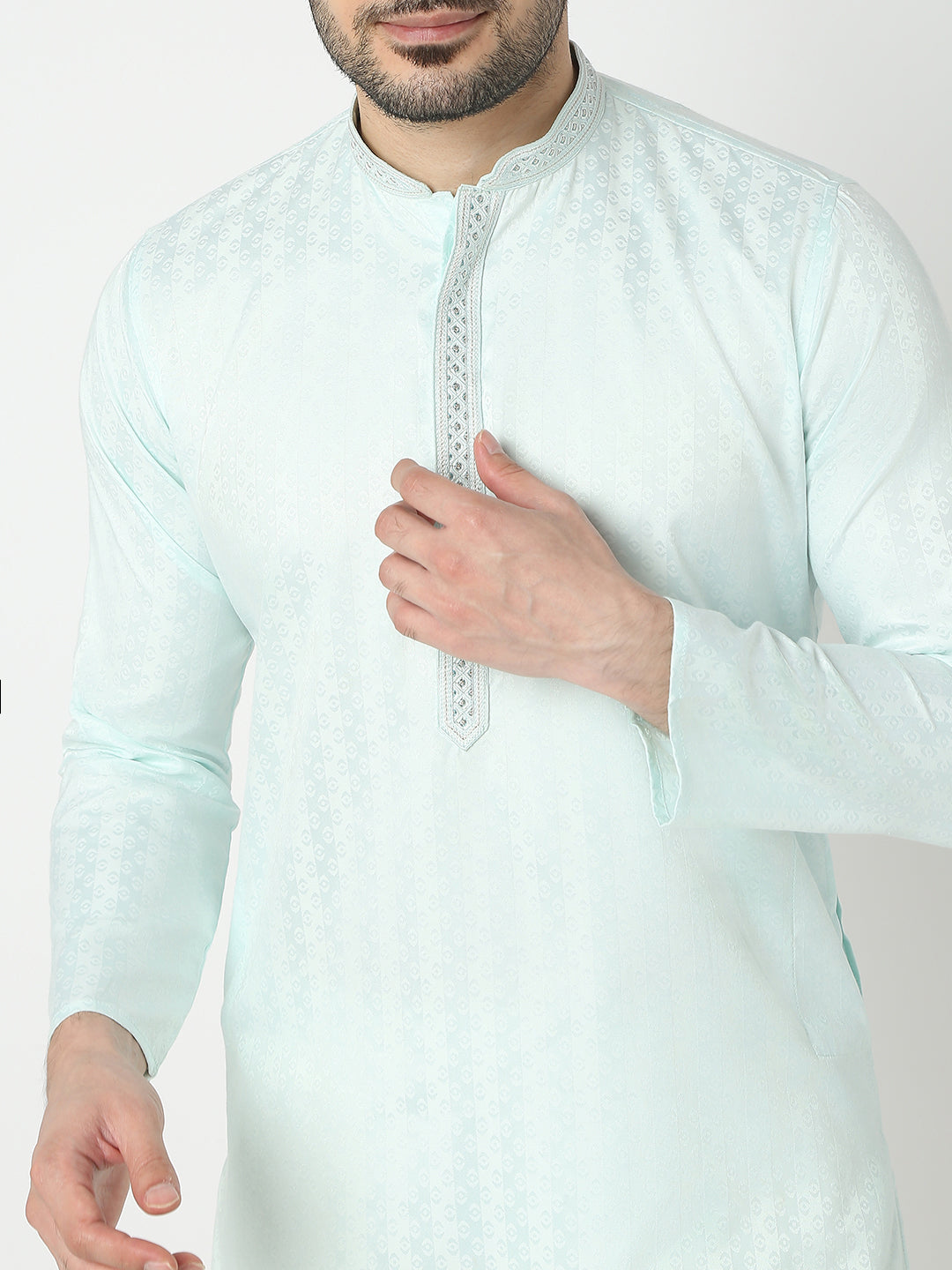 Regular Fit Jacquard Half Sleeve Kurta