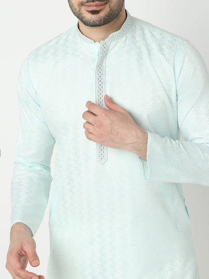 Regular Fit Jacquard Half Sleeve Kurta
