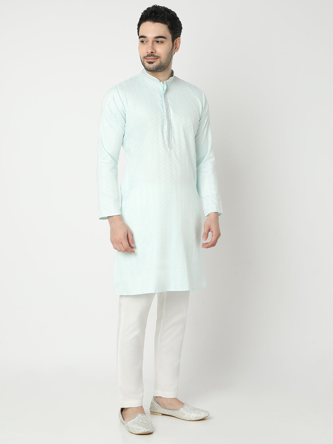 Regular Fit Jacquard Half Sleeve Kurta