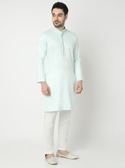 Regular Fit Jacquard Half Sleeve Kurta