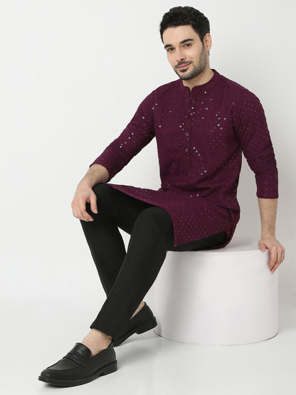 Straight Fit Embroidered Full Sleeve Kurta