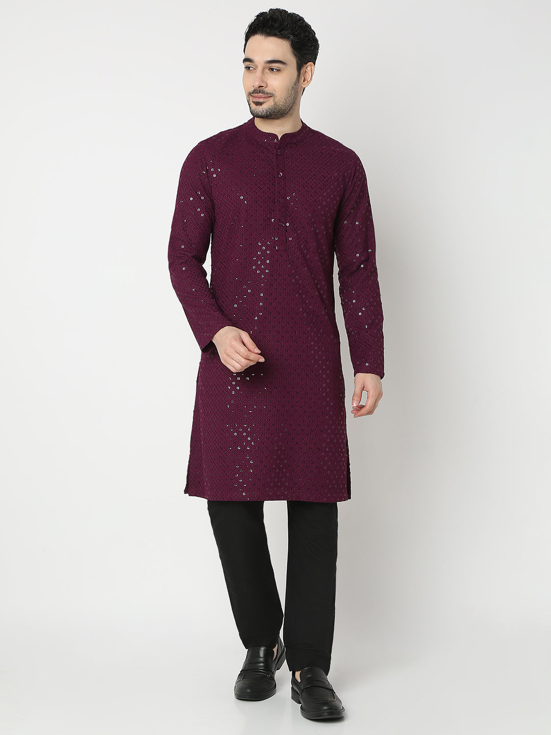 Straight Fit Embroidered Full Sleeve Kurta