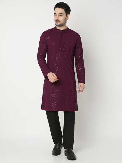 Straight Fit Embroidered Full Sleeve Kurta