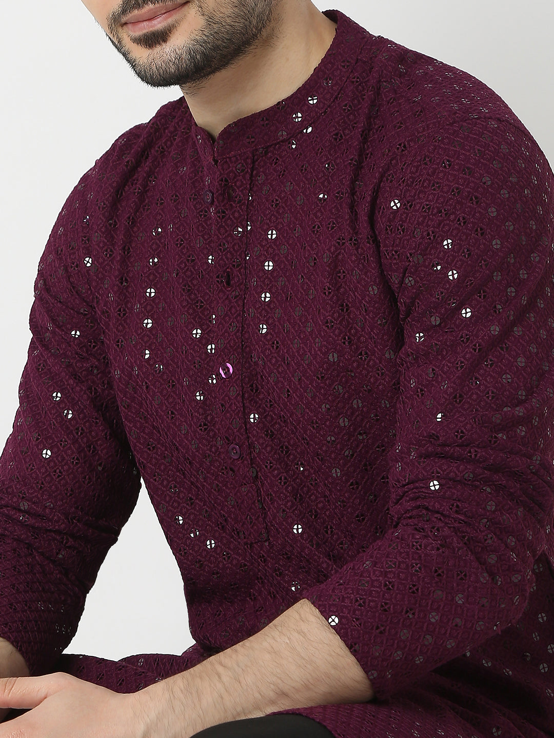 Straight Fit Embroidered Full Sleeve Kurta