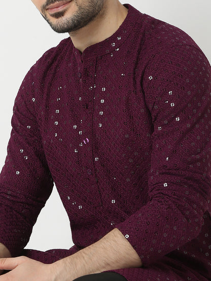 Straight Fit Embroidered Full Sleeve Kurta