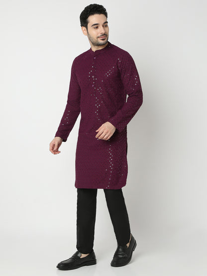Straight Fit Embroidered Full Sleeve Kurta