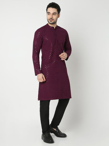 Straight Fit Embroidered Full Sleeve Kurta