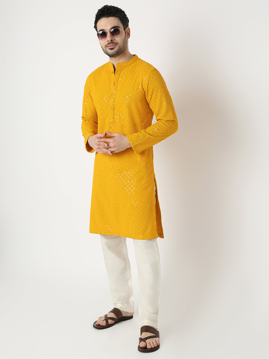 Straight Fit Embroidered Full Sleeve Kurta