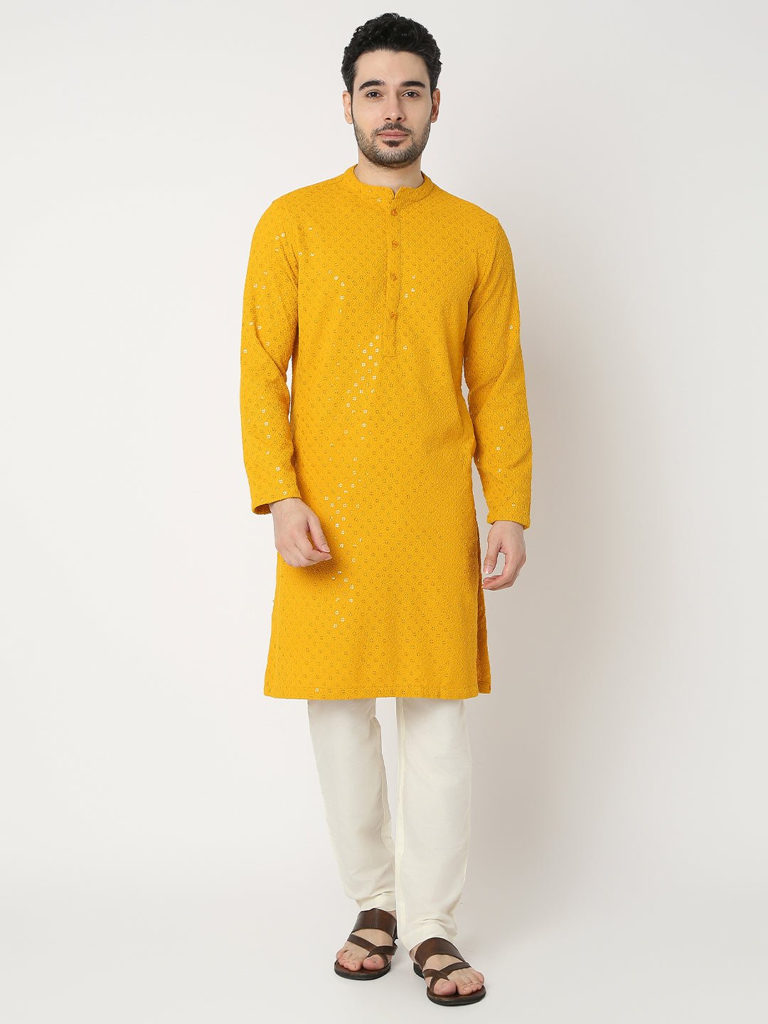 Straight Fit Embroidered Full Sleeve Kurta