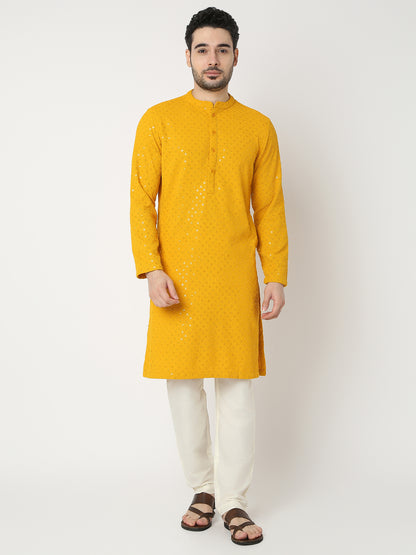 Straight Fit Embroidered Full Sleeve Kurta