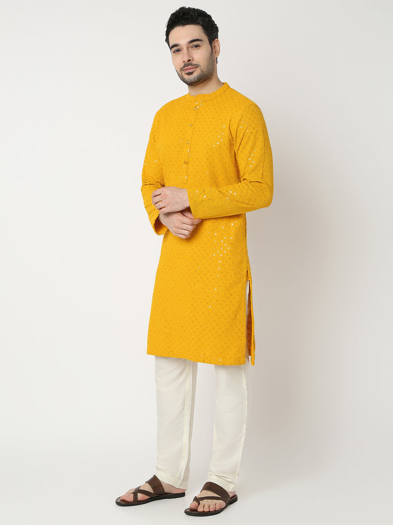Straight Fit Embroidered Full Sleeve Kurta