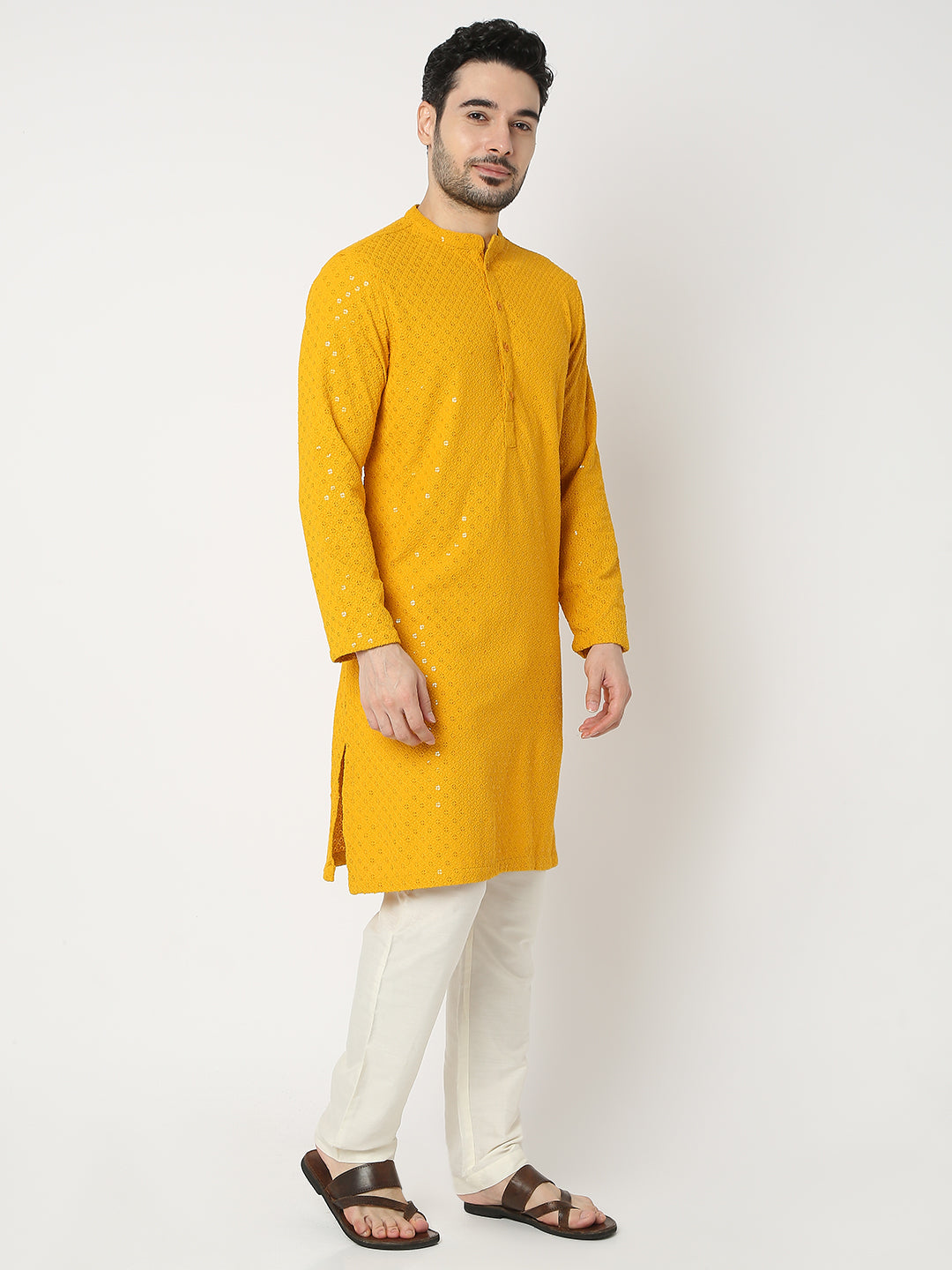 Straight Fit Embroidered Full Sleeve Kurta