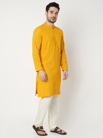 Straight Fit Embroidered Full Sleeve Kurta