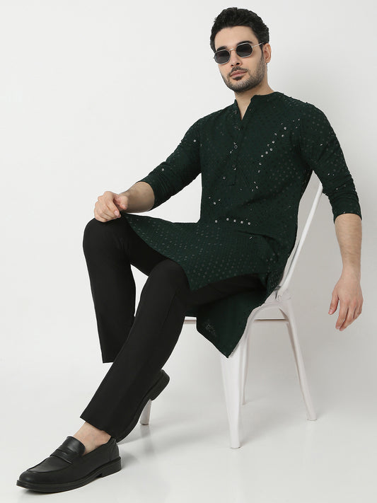 Straight Fit Embroidered Full Sleeve Kurta