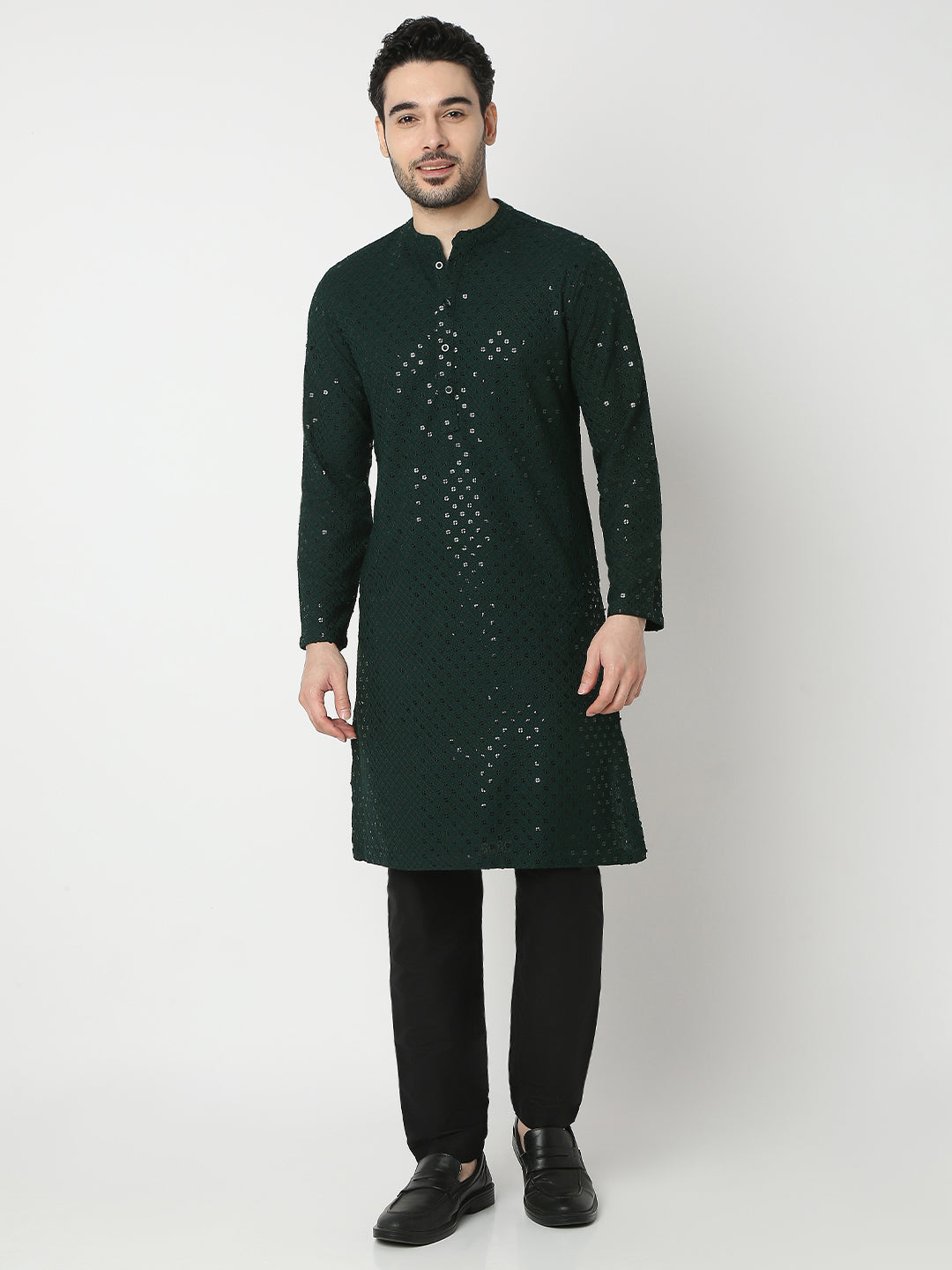 Straight Fit Embroidered Full Sleeve Kurta