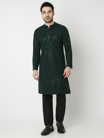 Straight Fit Embroidered Full Sleeve Kurta