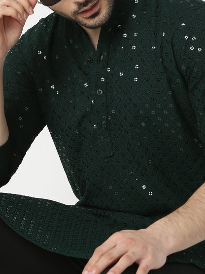 Straight Fit Embroidered Full Sleeve Kurta