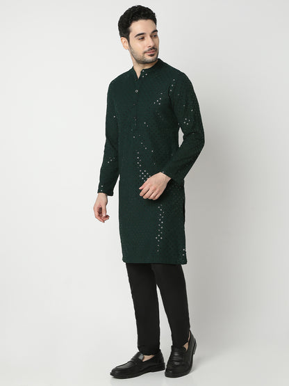 Straight Fit Embroidered Full Sleeve Kurta