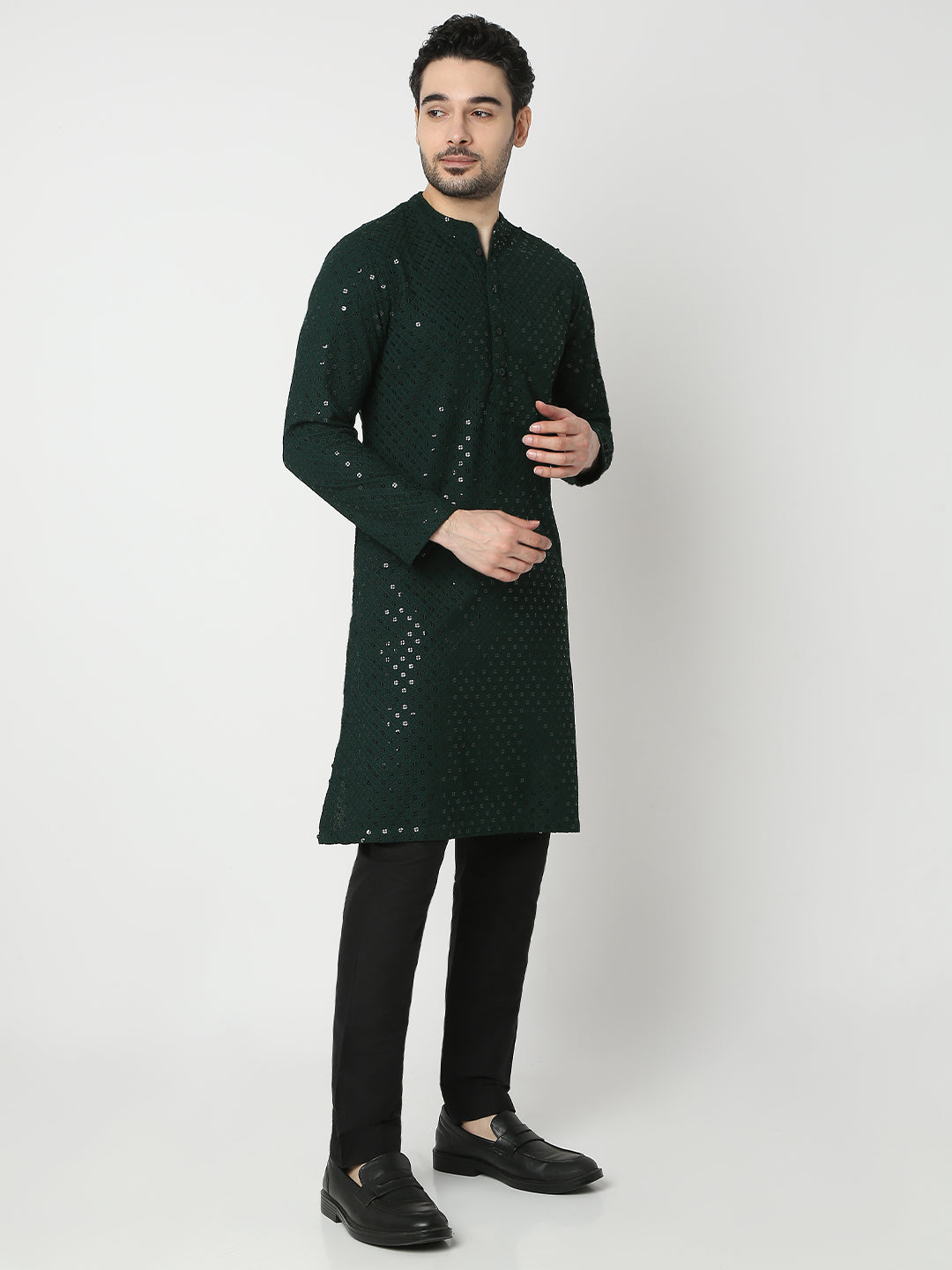 Straight Fit Embroidered Full Sleeve Kurta