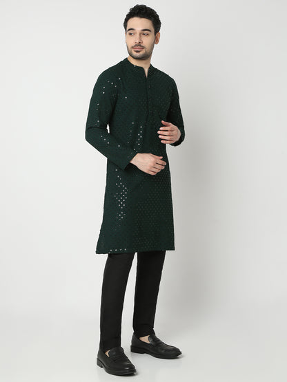 Straight Fit Embroidered Full Sleeve Kurta