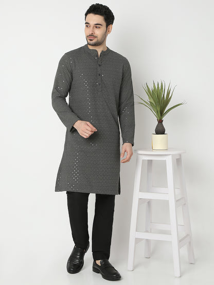 Straight Fit Embroidered Full Sleeve Kurta