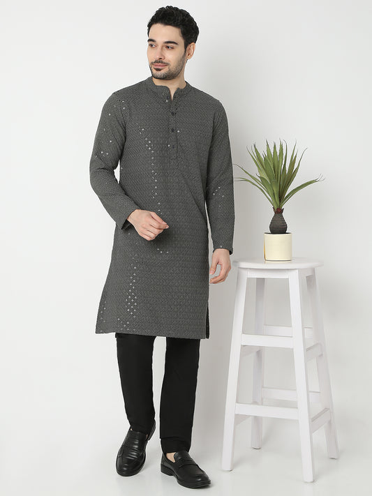 Straight Fit Embroidered Full Sleeve Kurta