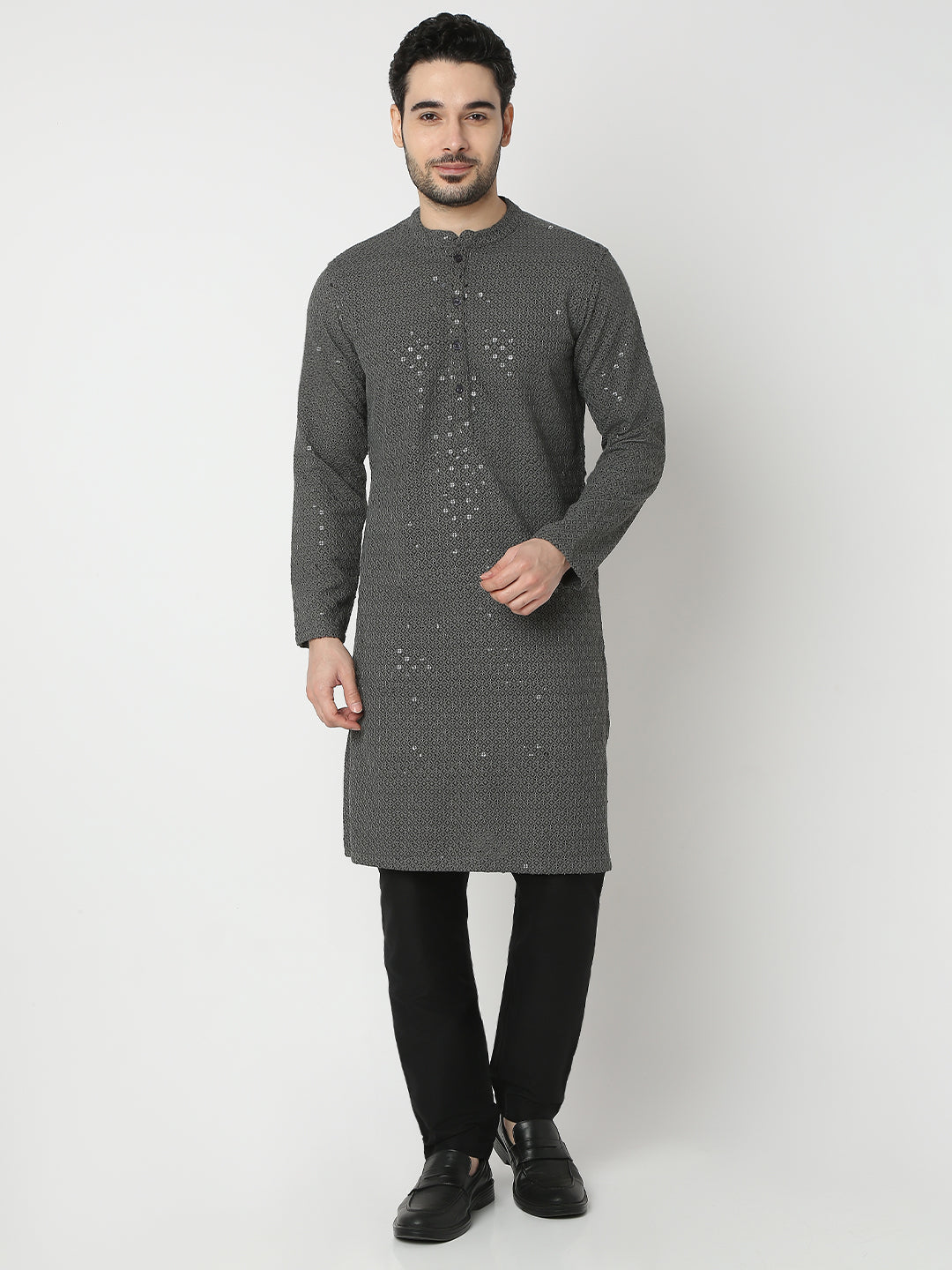 Straight Fit Embroidered Full Sleeve Kurta