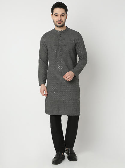 Straight Fit Embroidered Full Sleeve Kurta