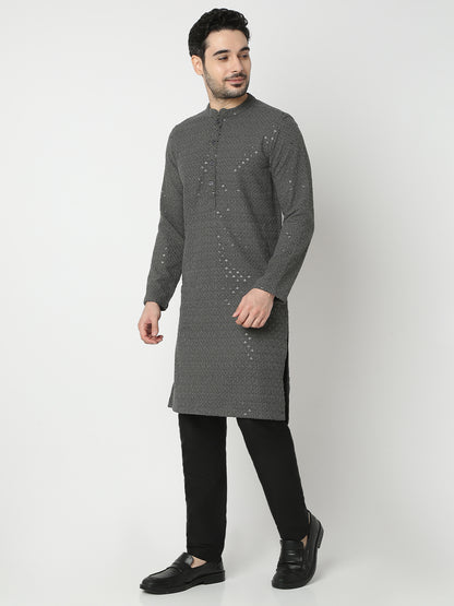 Straight Fit Embroidered Full Sleeve Kurta