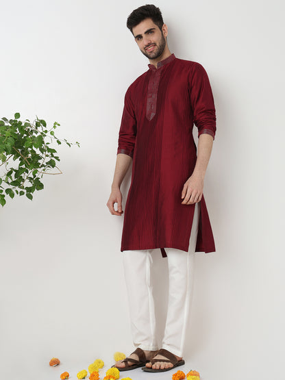 Pintuck Straight Long Kurta