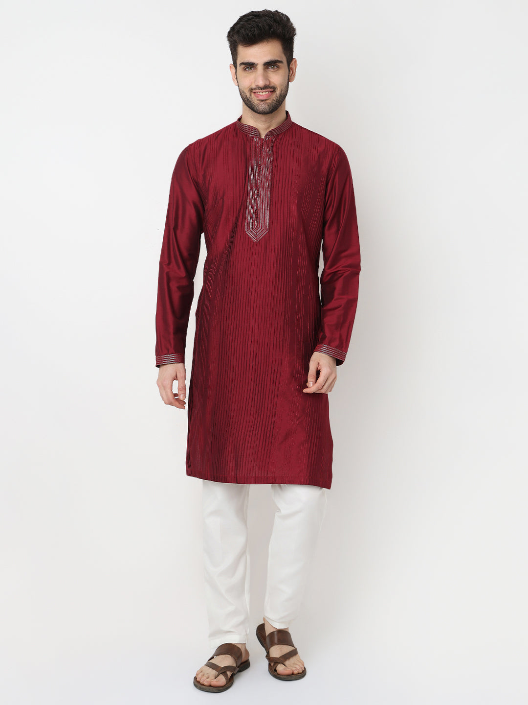 Pintuck Straight Long Kurta