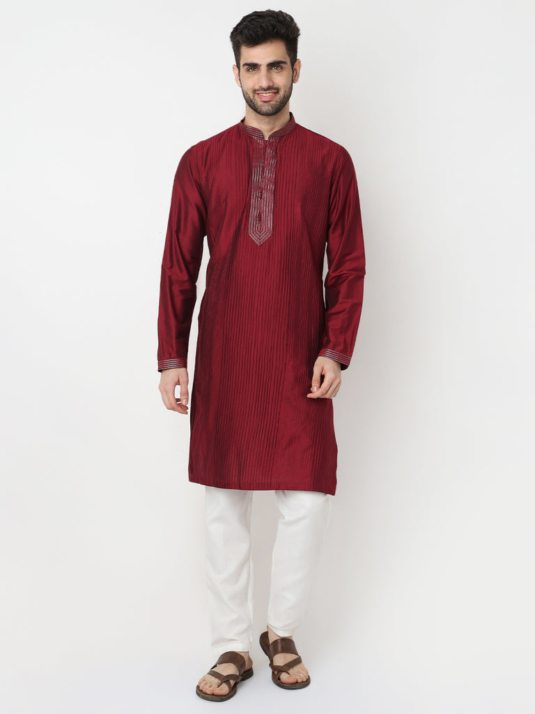 Pintuck Straight Long Kurta