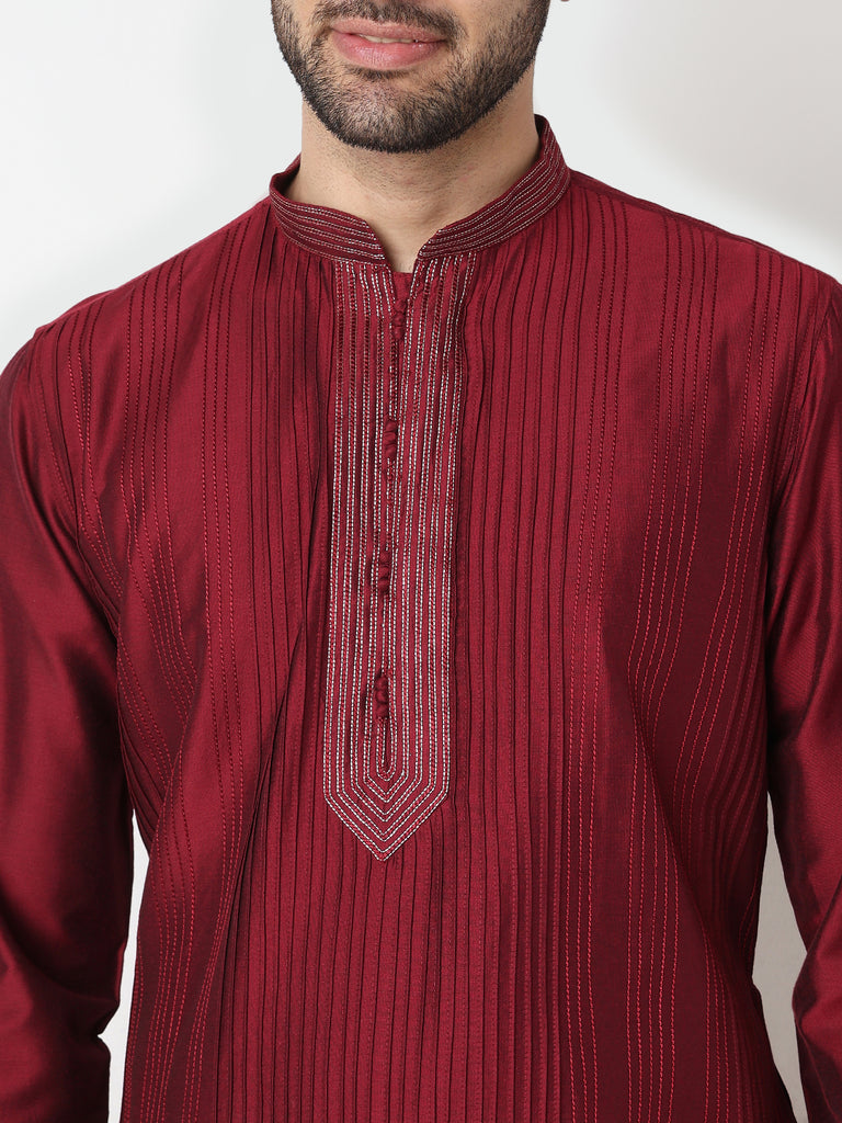 Pintuck Straight Long Kurta