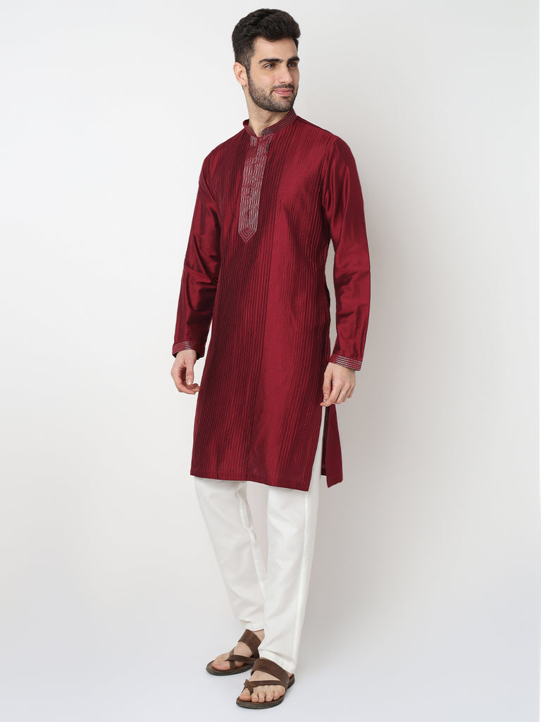Pintuck Straight Long Kurta