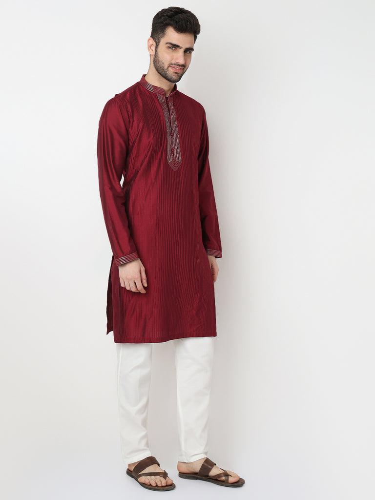 Pintuck Straight Long Kurta