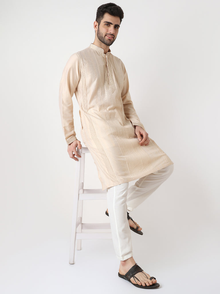 Pintuck Straight Long Kurta