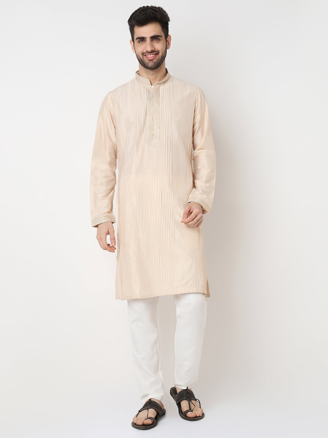 Pintuck Straight Long Kurta