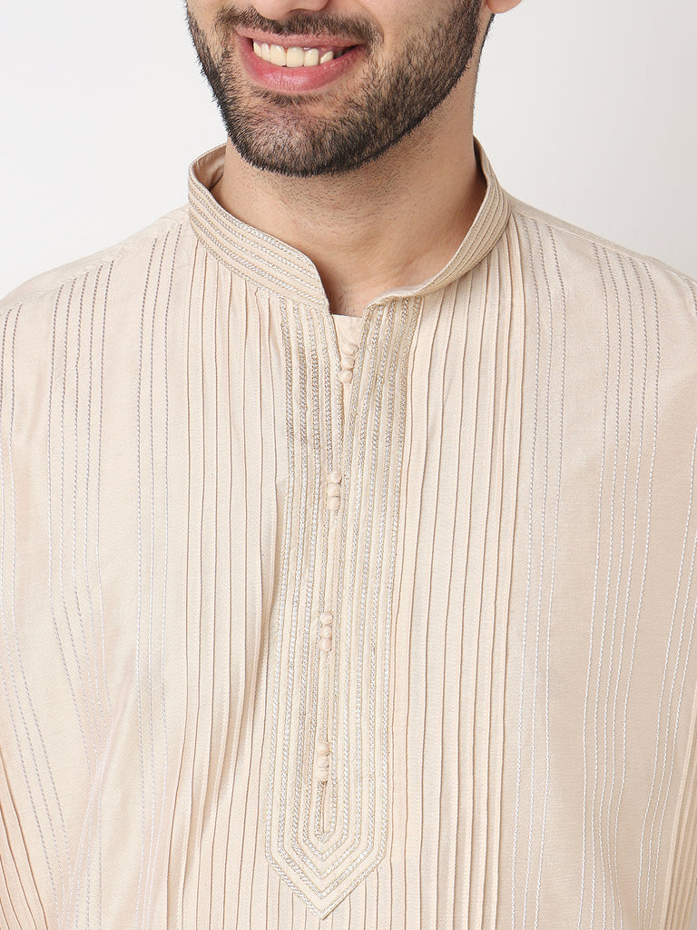 Pintuck Straight Long Kurta