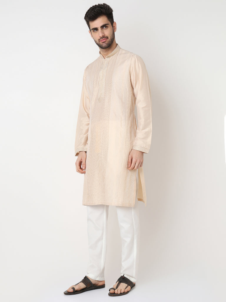 Pintuck Straight Long Kurta