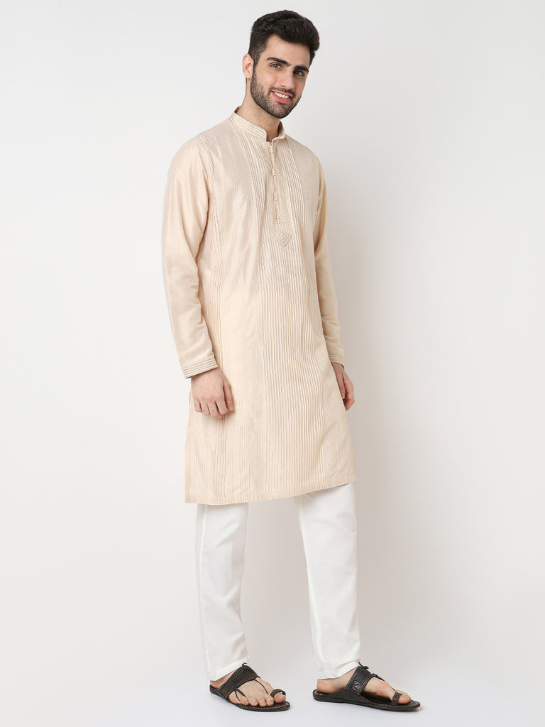Pintuck Straight Long Kurta