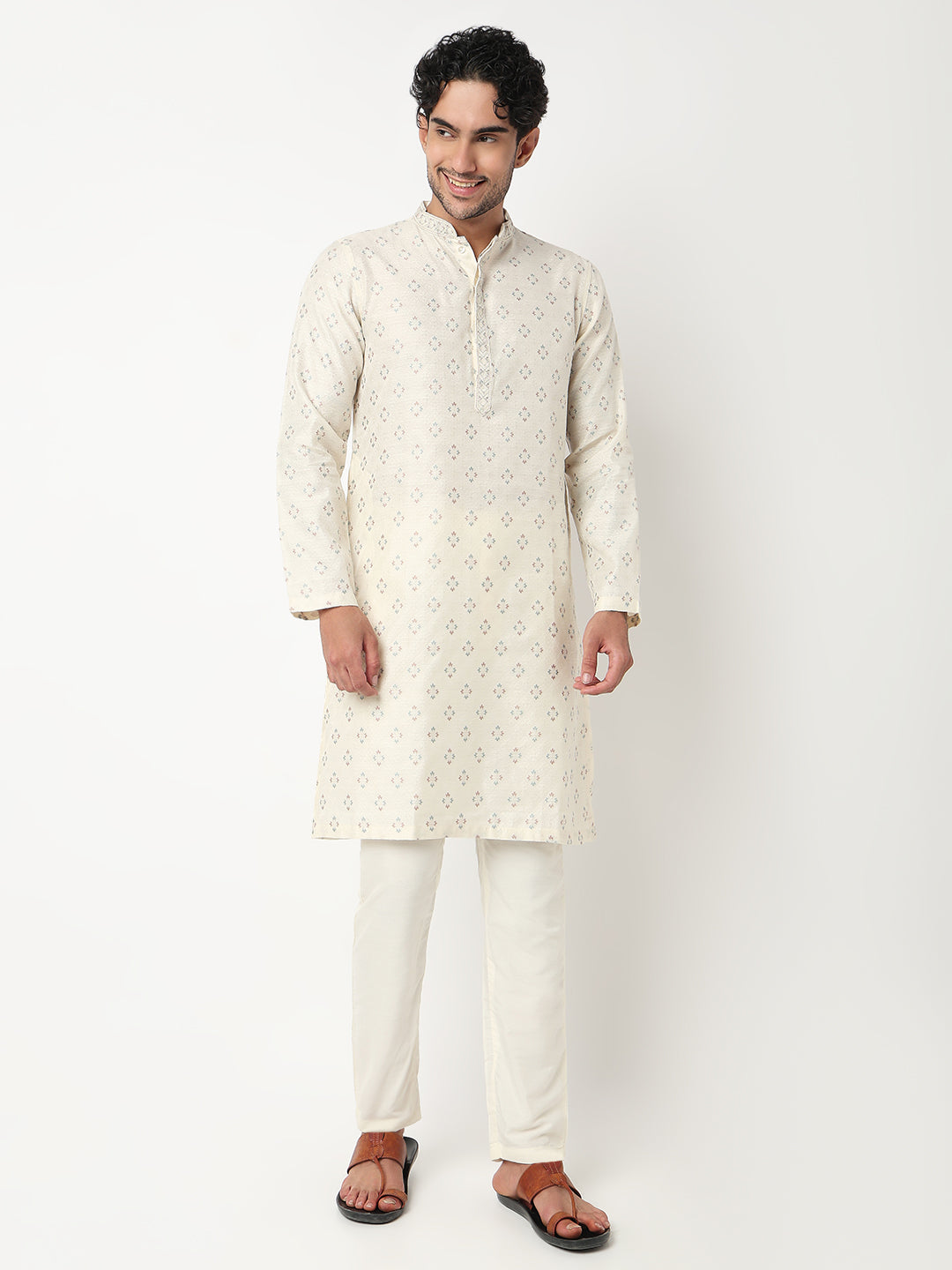 Jacquard Straight Long Kurta