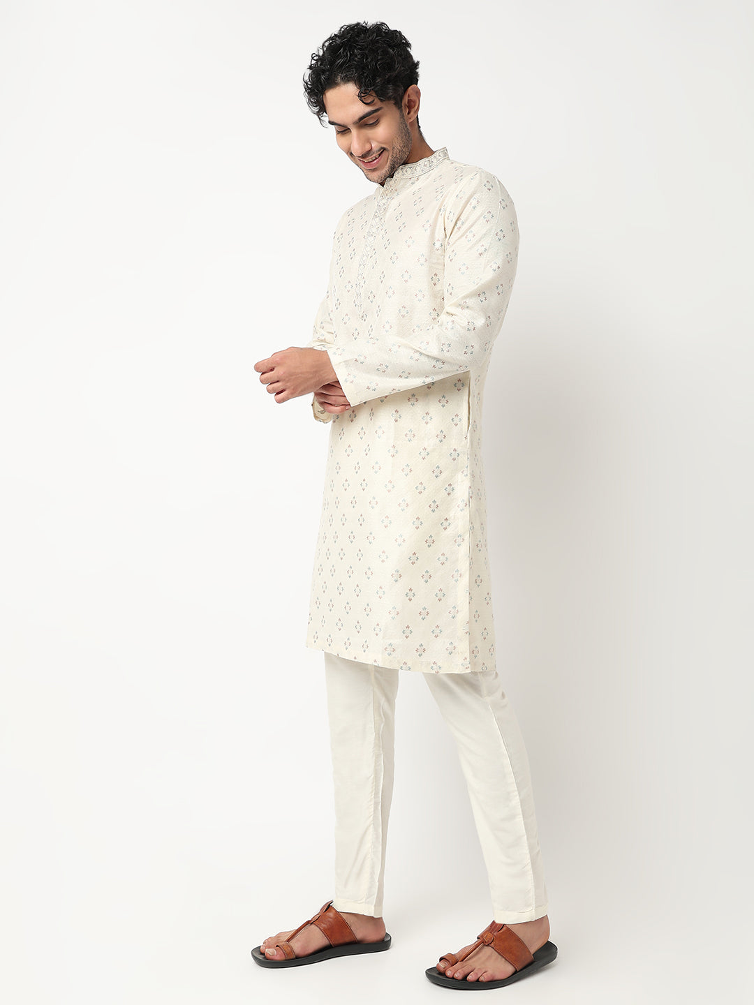 Jacquard Straight Long Kurta