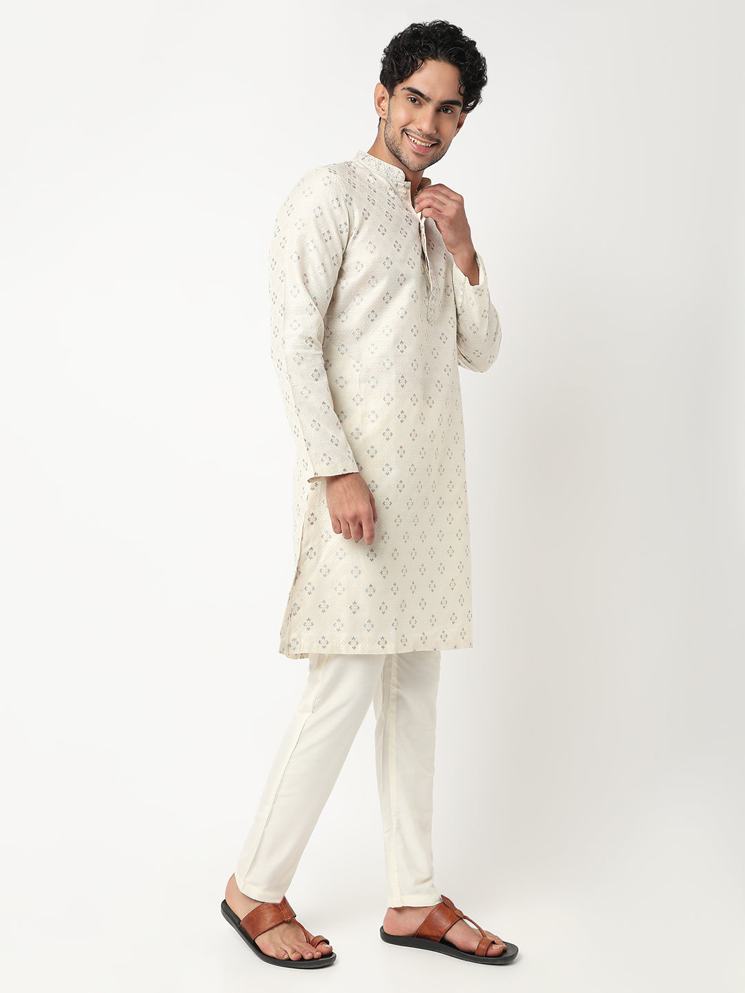 Jacquard Straight Long Kurta