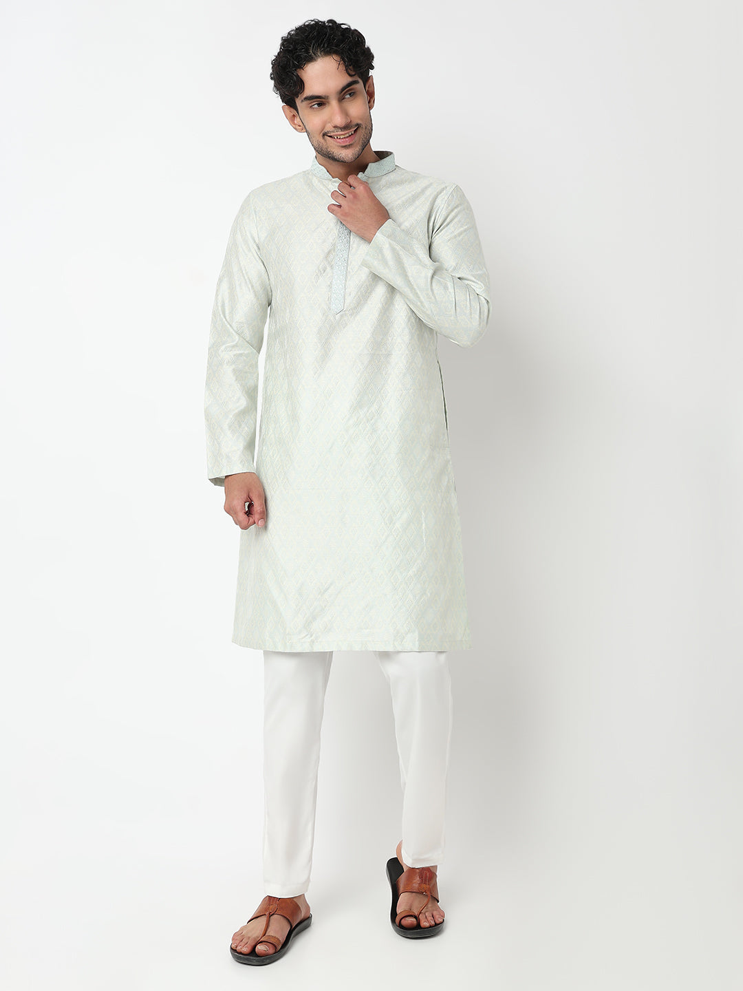 Jacquard Straight Long Kurta