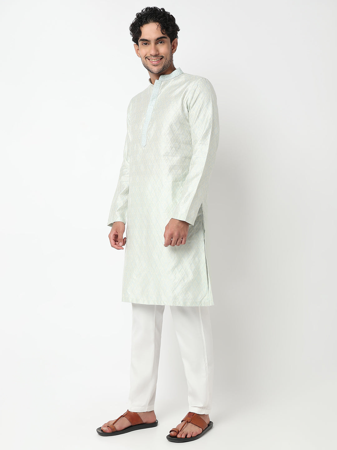 Jacquard Straight Long Kurta