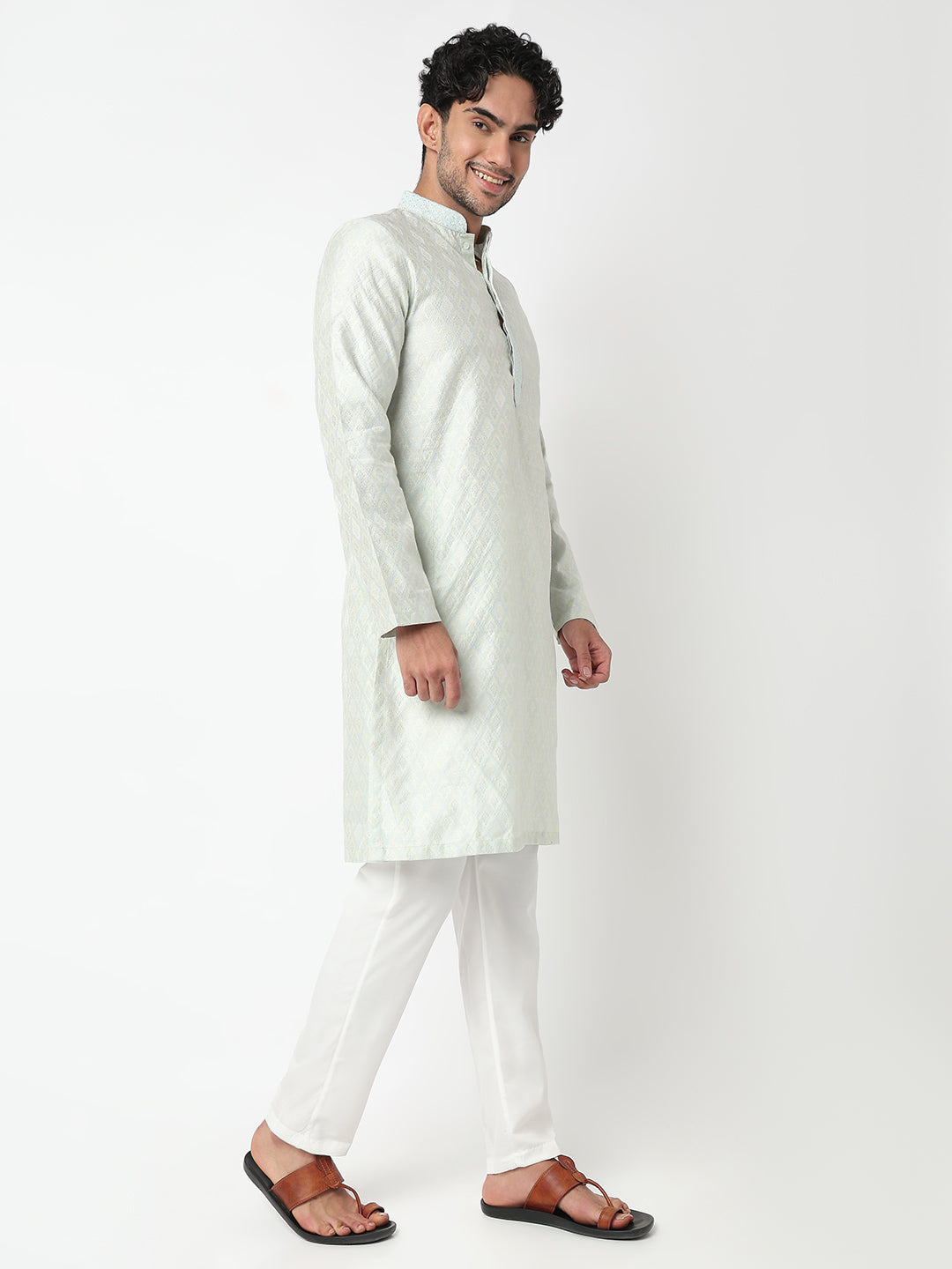 Jacquard Straight Long Kurta