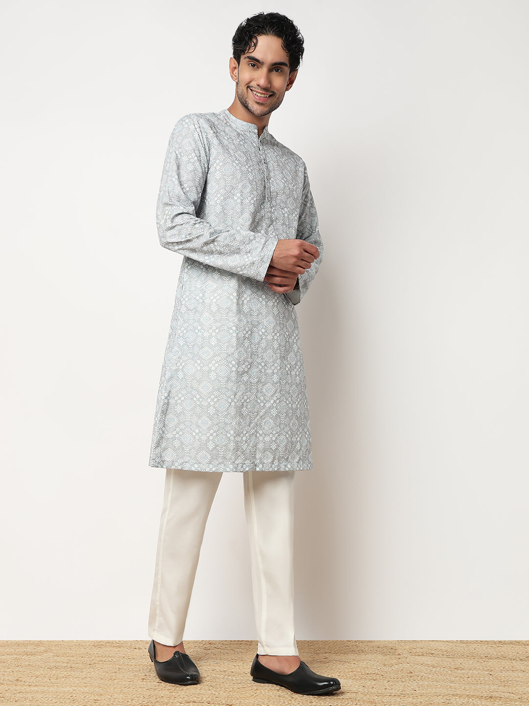 Digi Schiffli Straight Long Kurta