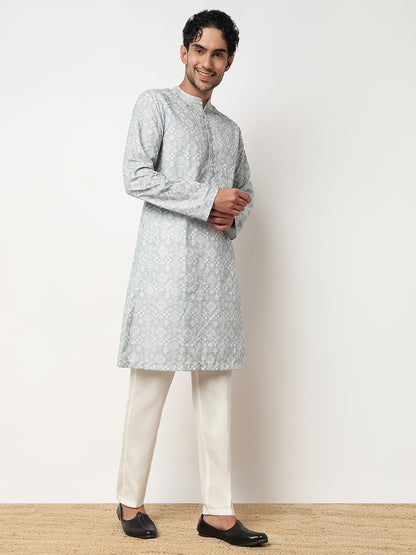 Digi Schiffli Straight Long Kurta
