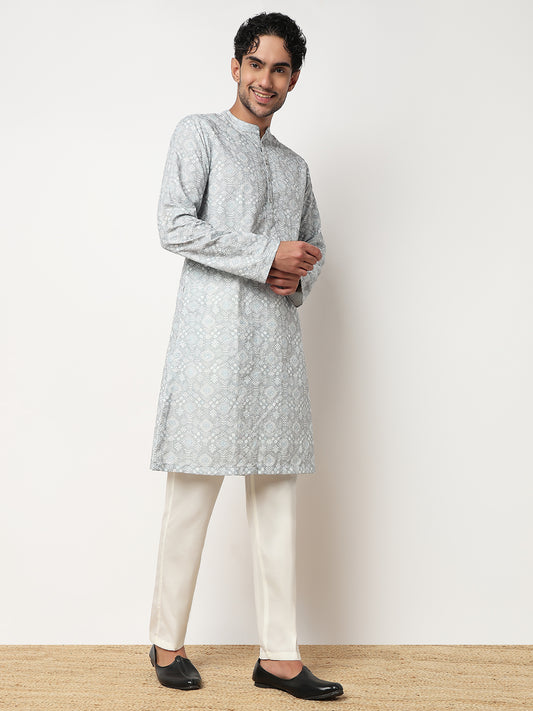 Digi Schiffli Straight Long Kurta