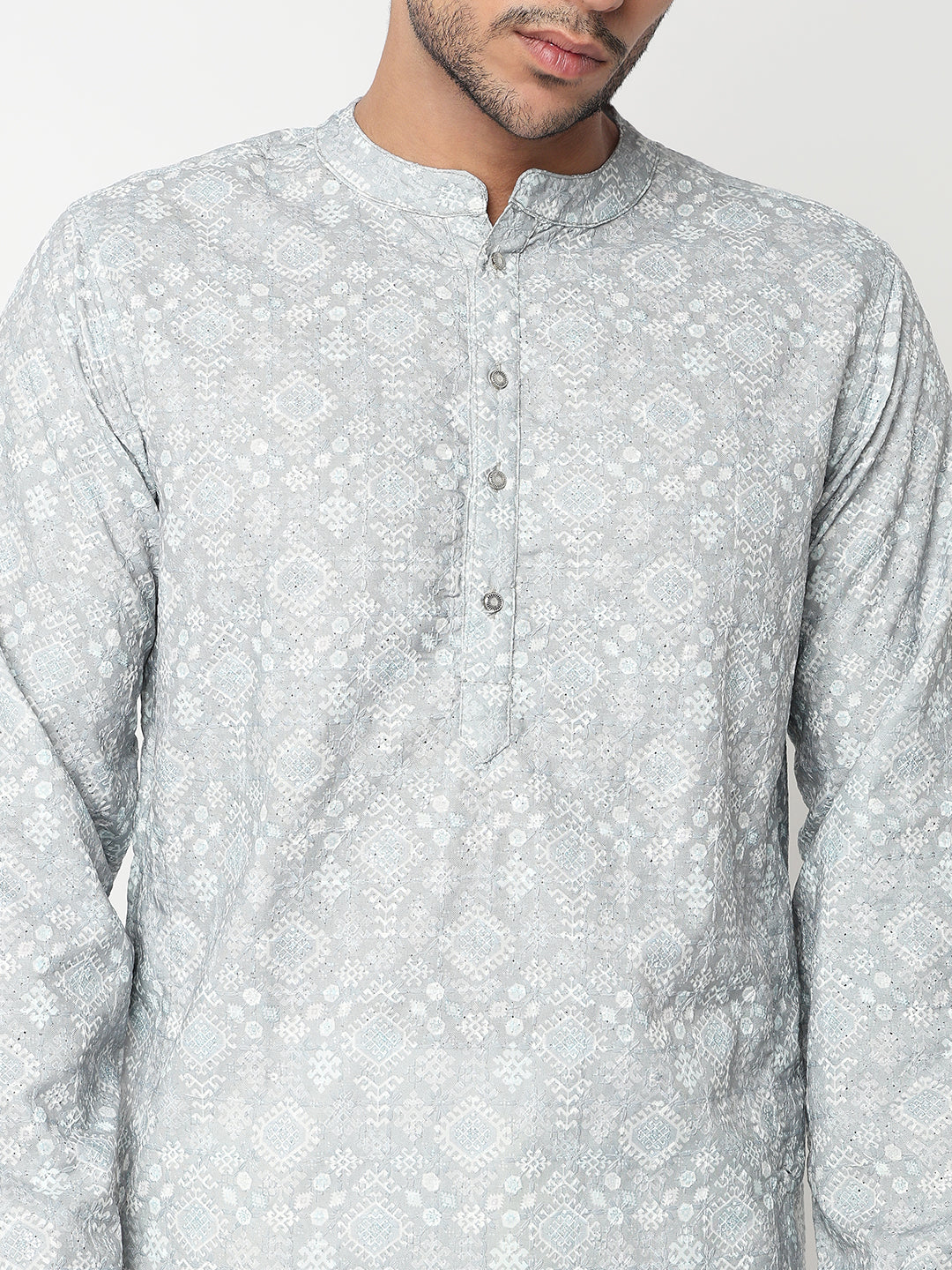 Digi Schiffli Straight Long Kurta